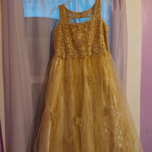 Formal Champagne/Gold Dress, - Picture 1 of 2
